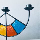 Bougeoir vitraux colorés