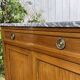 Small Louis XVI style cabinet in mahogany, oak, and marble top.