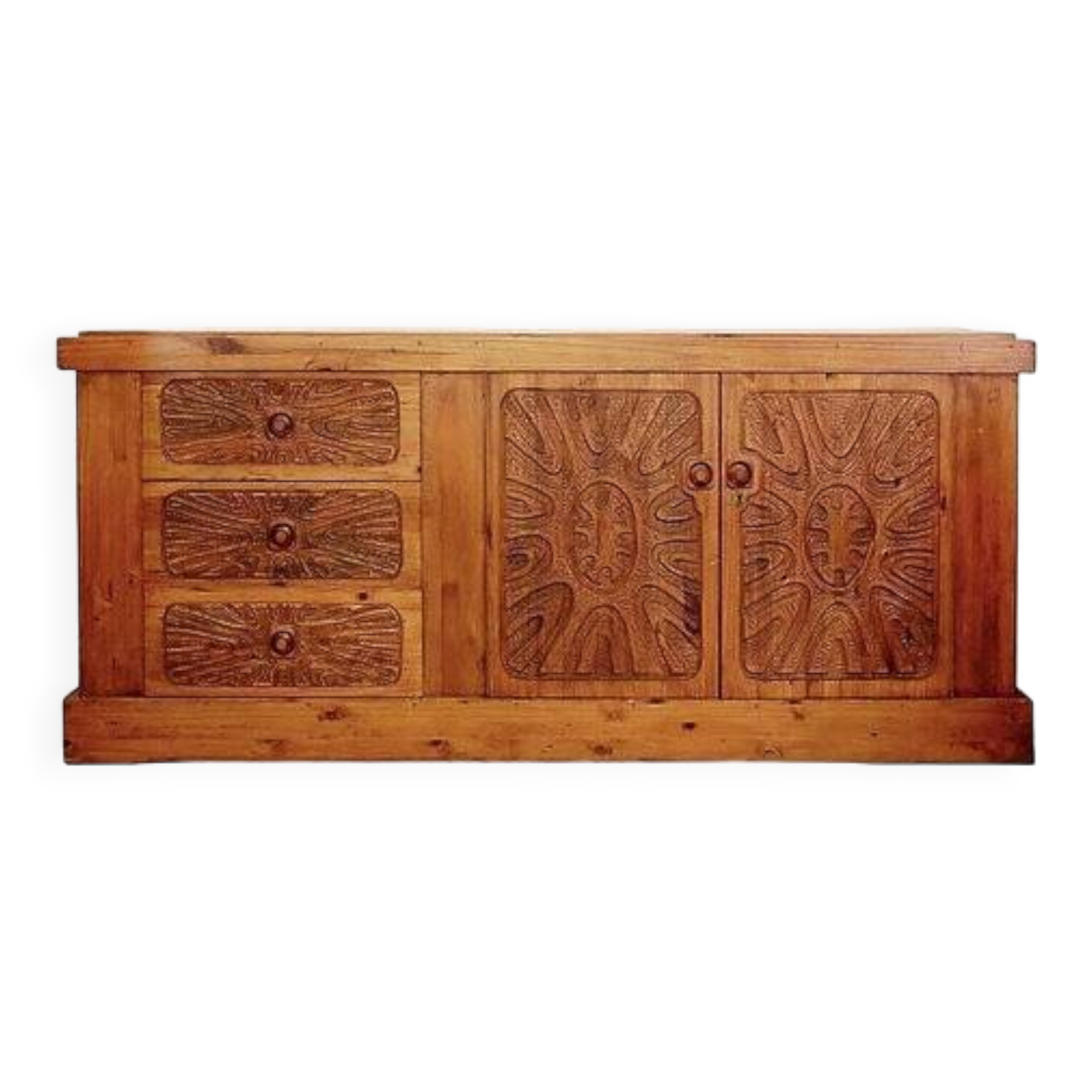 Mid-century Brutalist solid wood Sideboard