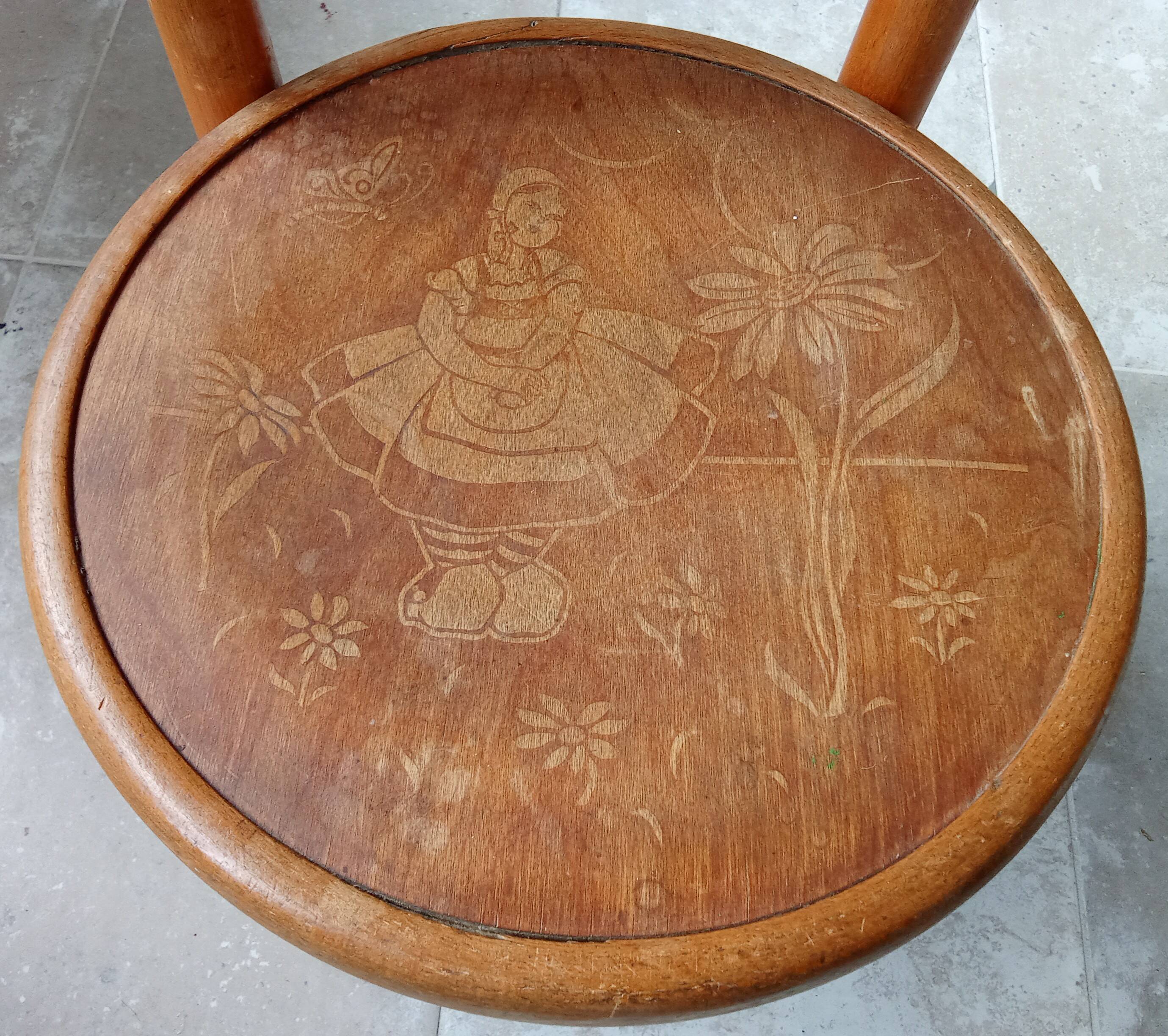 Old small Fischel children's chair, Colombine decor