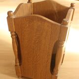 1960s Vintage - elegant wooden (oak) umbrella stand with plastic insert