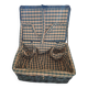 Vintage green wicker picnic basket – tartan interior