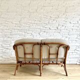Vintage 2-seater rattan bench, KOK