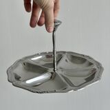 Round compartmented dish in polished stainless steel
