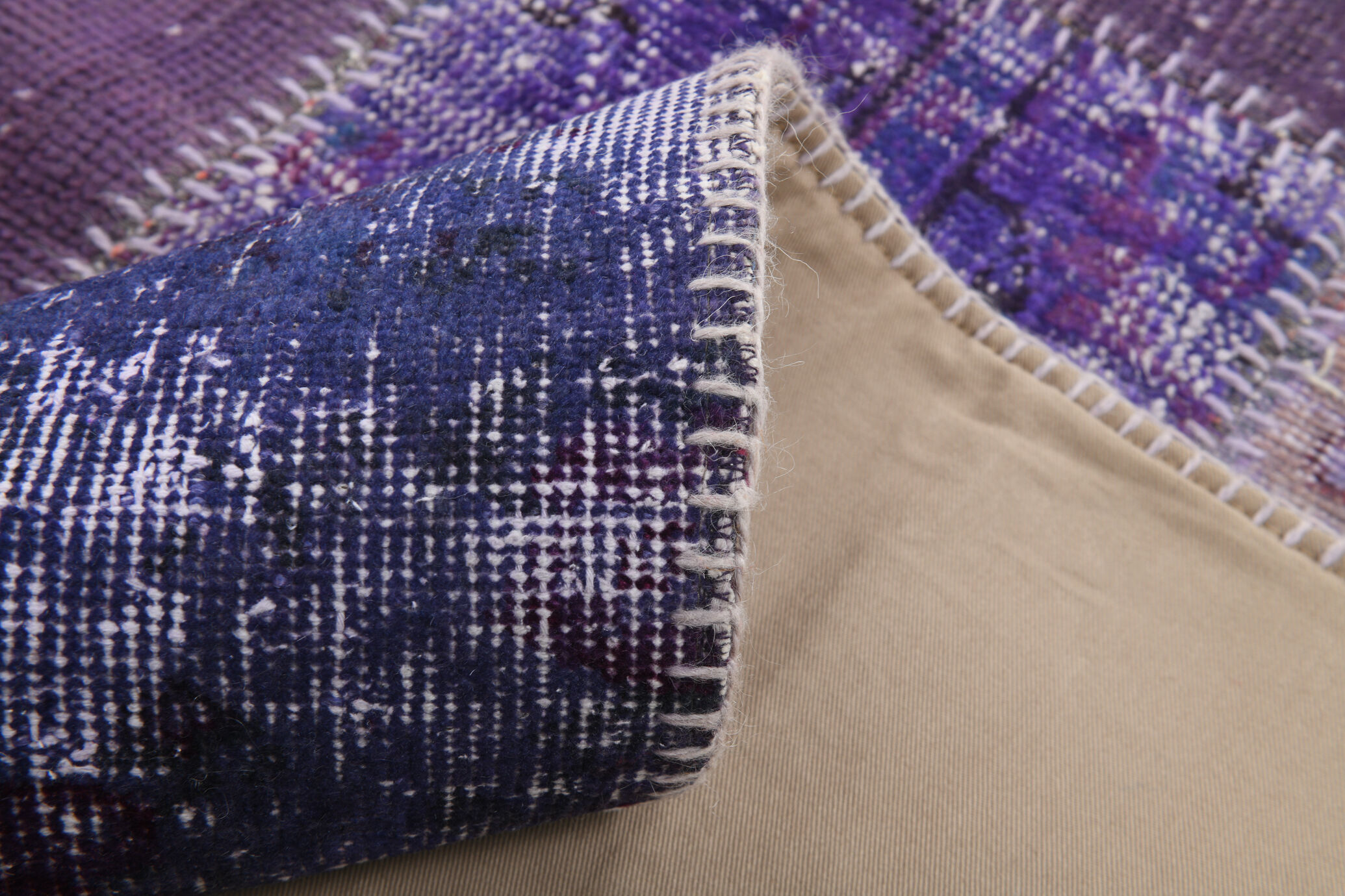 Purple tones vintage patchwork rug 304x215cm