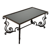 Table basse en fer forgé avec miroir