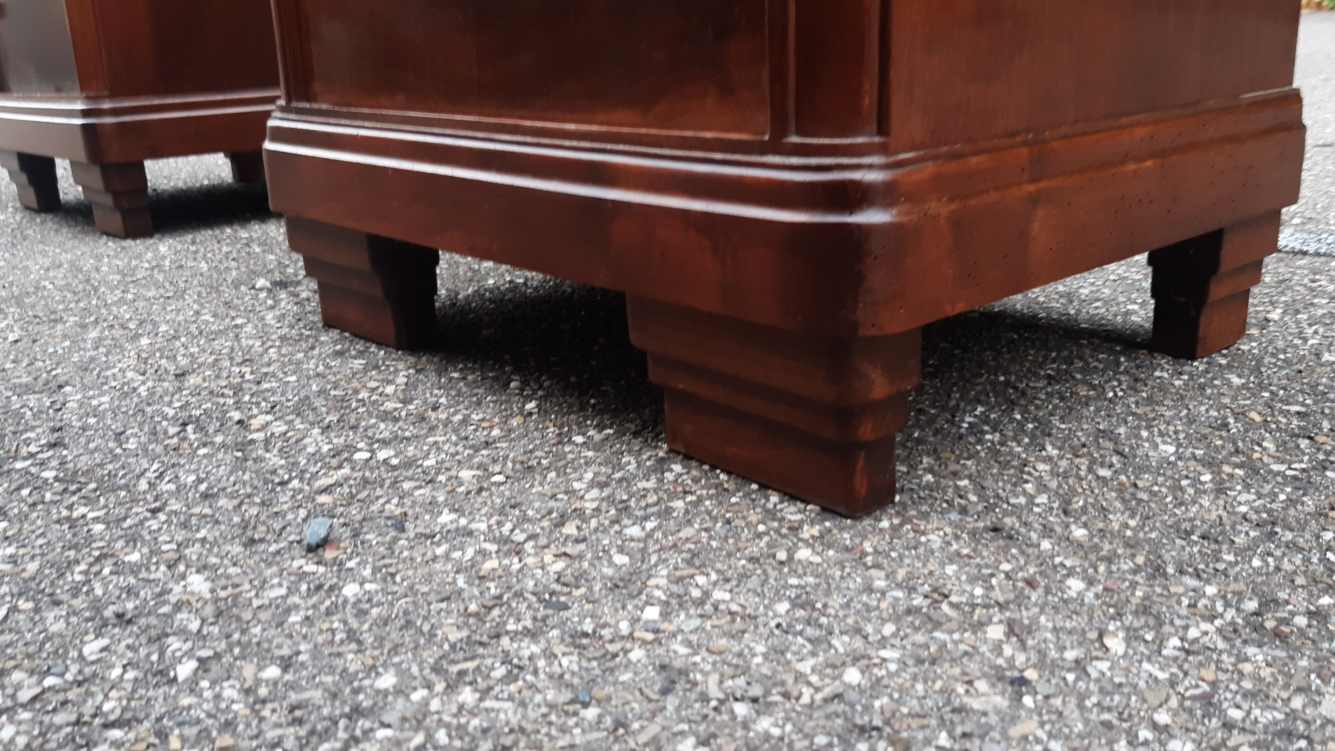 Art Deco bedside tables carved wood and marble 1930