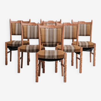 Danish Mid-Century Oak Upholstered Dining Chairs (6)