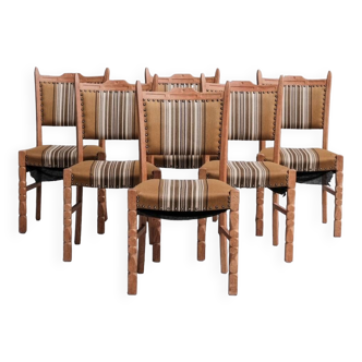 Danish Mid-Century Oak Upholstered Dining Chairs (6)