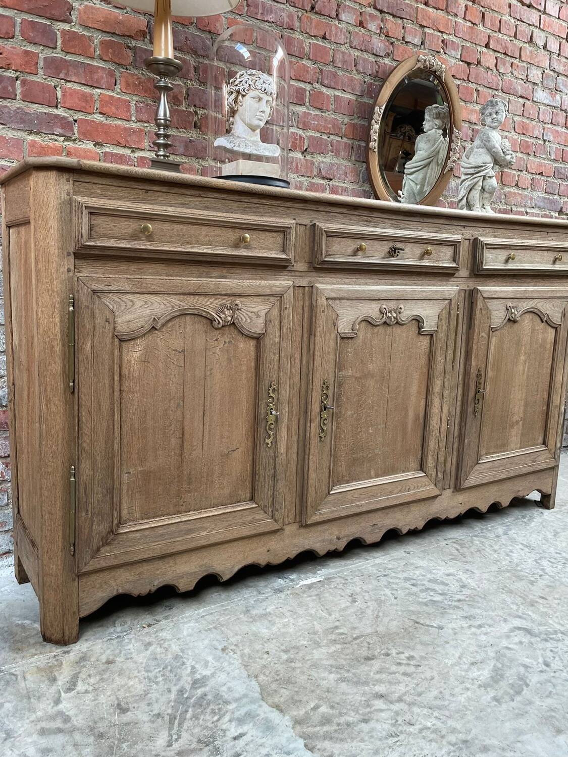 Bleached solid oak sideboard / buffet cabinet – 204 cm