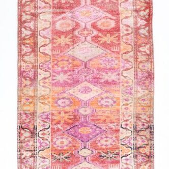 Tapis de couloir oriental vintage rouge 3x9, 80x290 cm