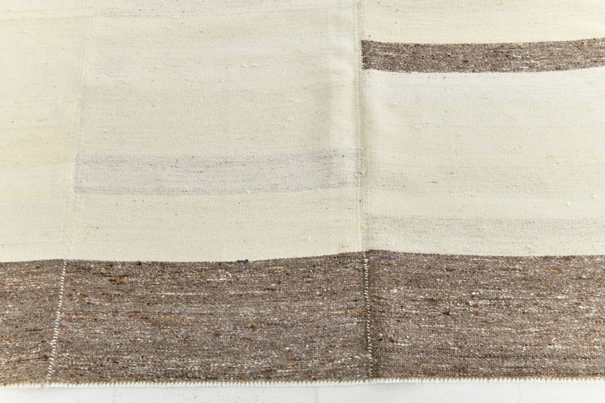 Cream & Brown Large Kilim Rug, 255x313Cm