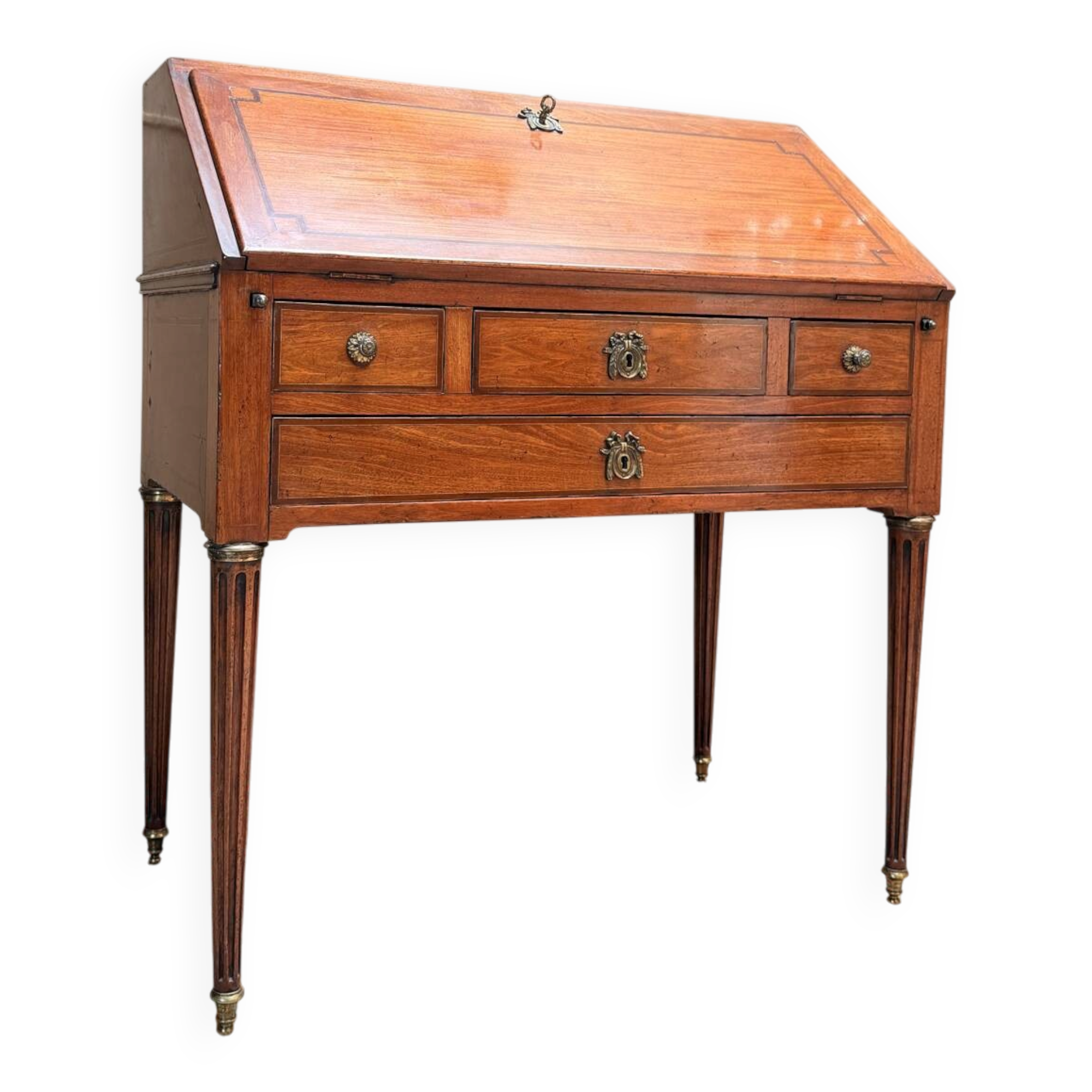 BUREAU DE PENTE DE MILIEU EN ACAJOU DE STYLE LOUIS XVI XIX EME SIÈCLE 