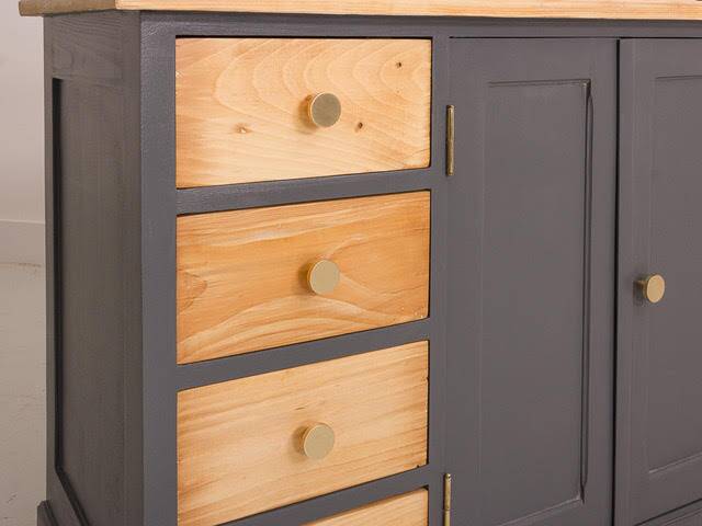 Side chest of drawers with drawers and hinged doors, fully restored