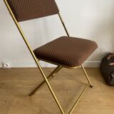 Vintage folding chair lafuma with brown checkered fabric