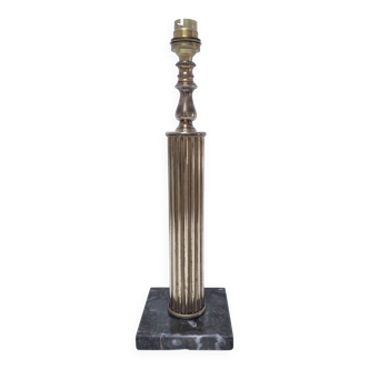 Pied de lampe colonne laiton marbre néo classique vintage