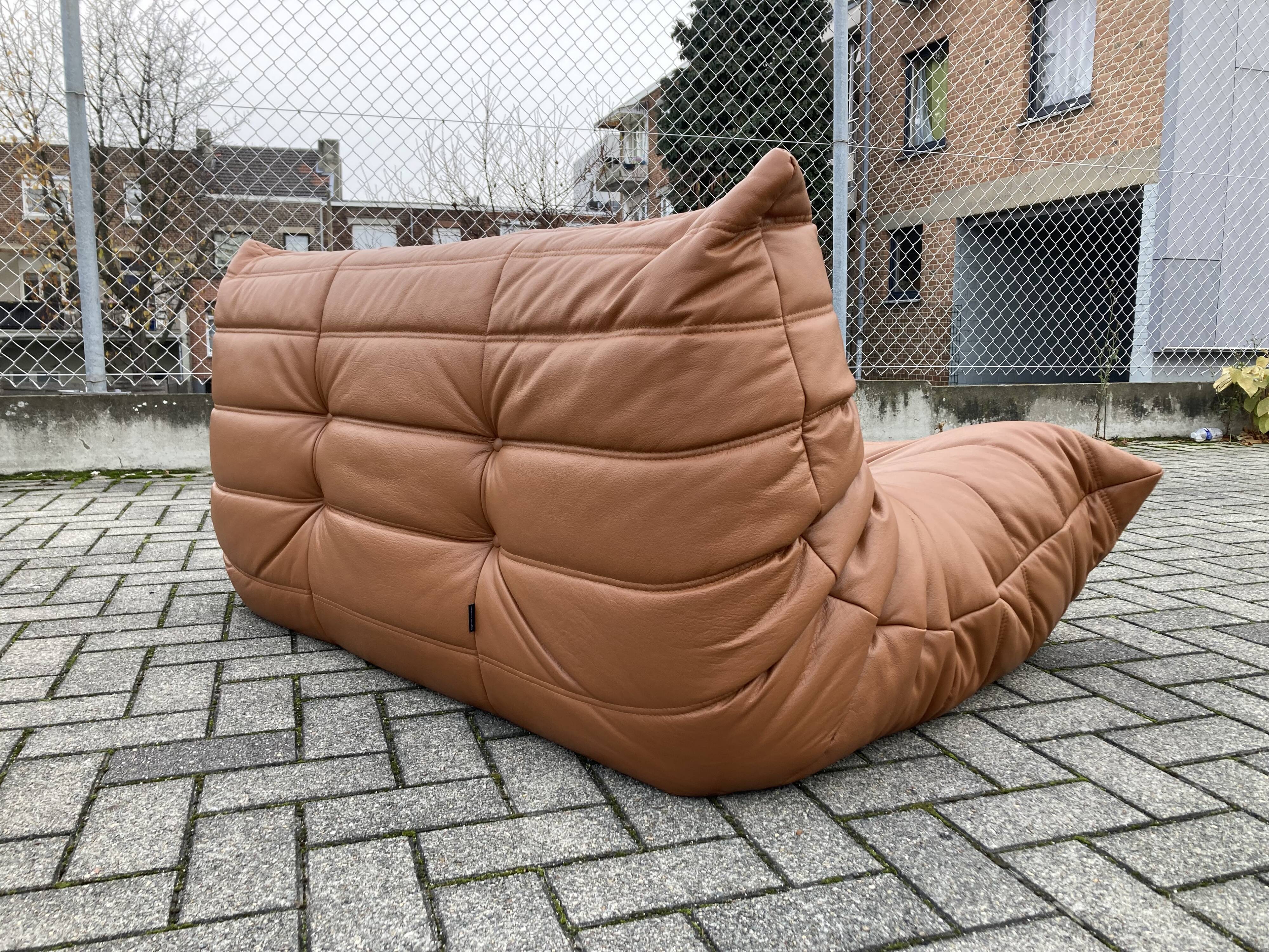 Ligne Roset Togo 2seater, Cognac Leather