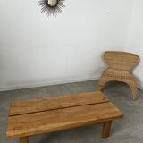 Solid elm wood coffee table 60s