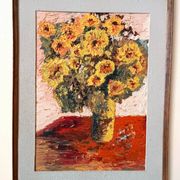 Oil painting on panel - vase with flowers - signed Serafini - dated 1962