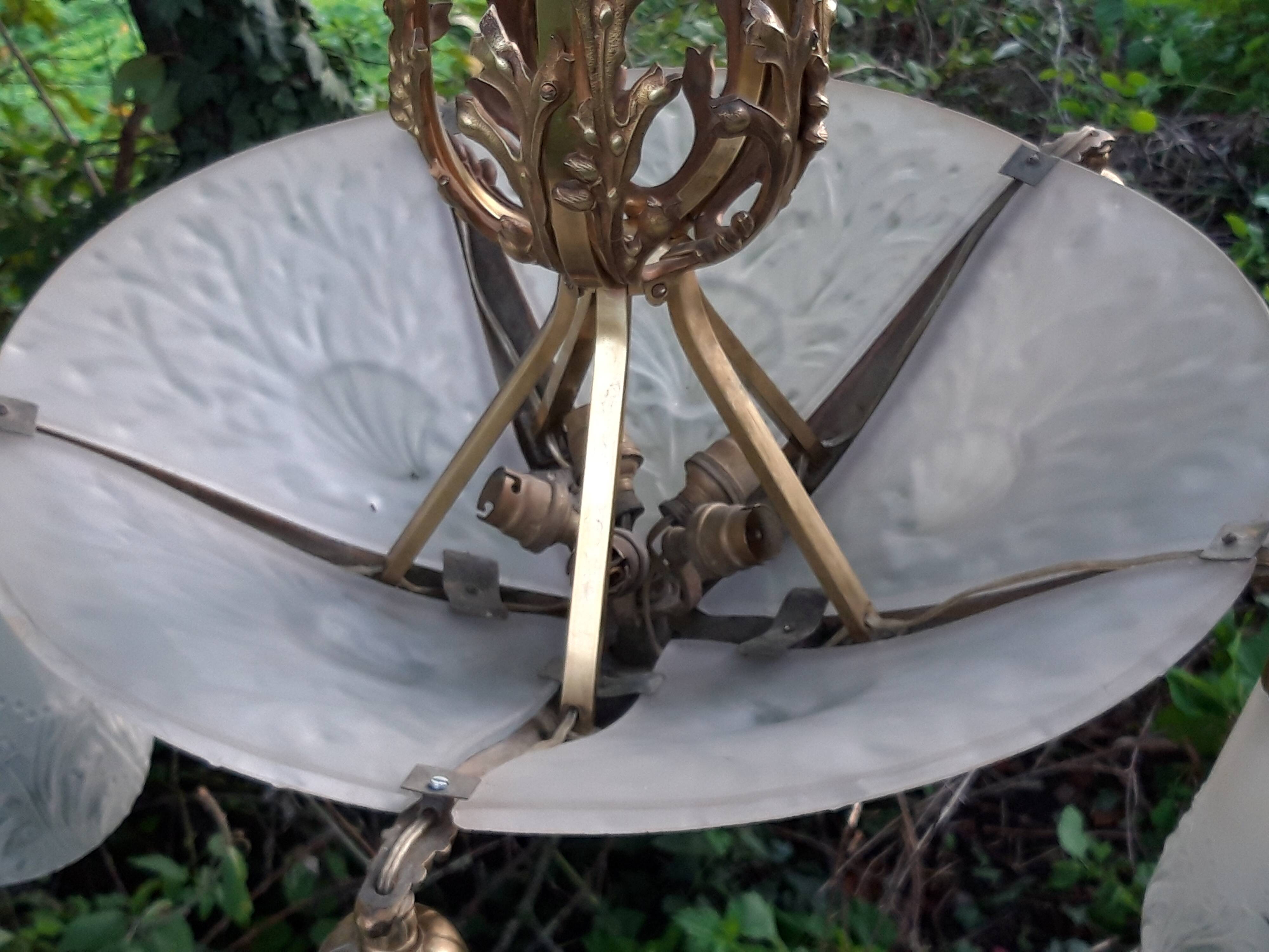 Muller brothers Luneville brass chandelier 1920/1930