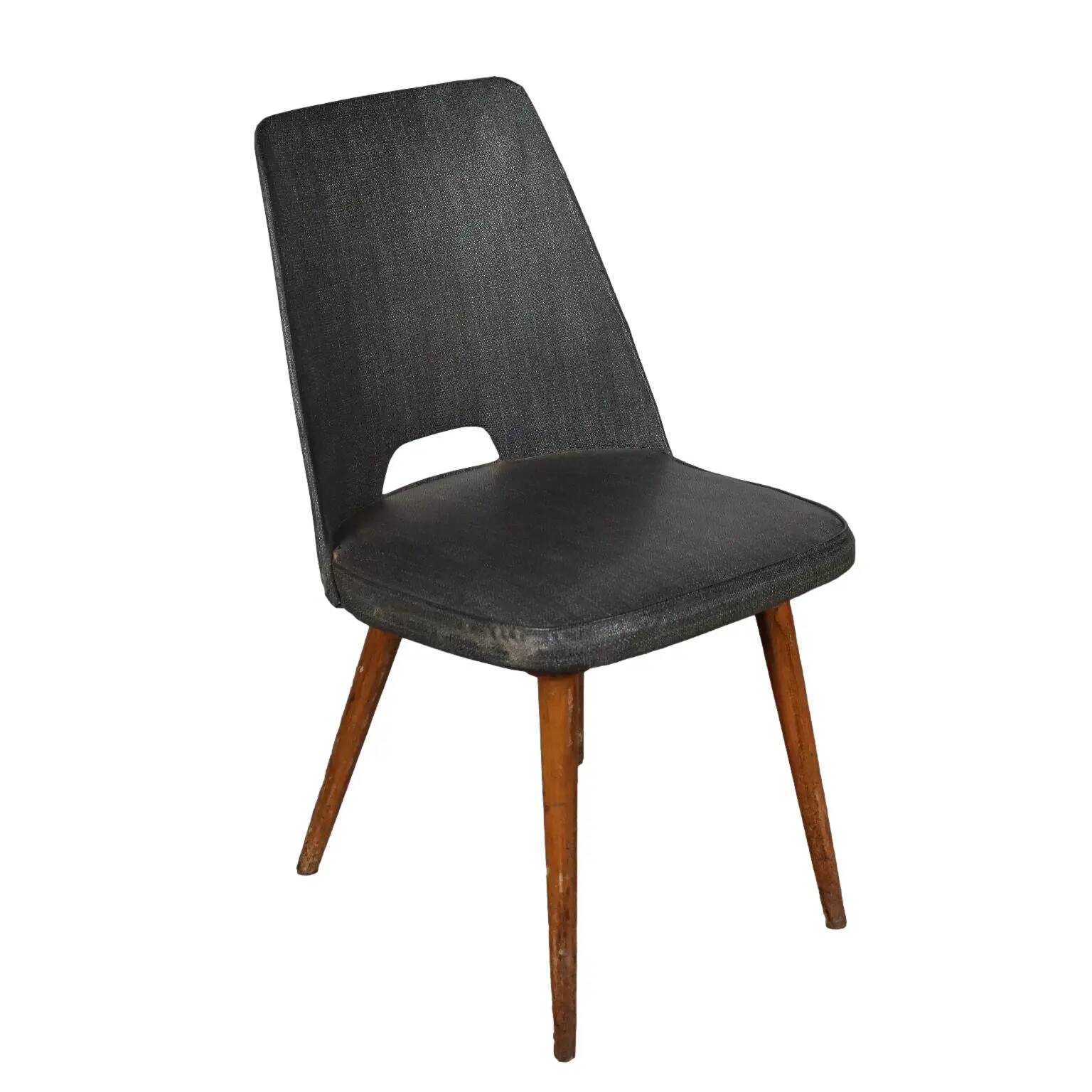 Chaise vintage des années 50-60 avec rembourrage en mousse et revêtement en similicuir