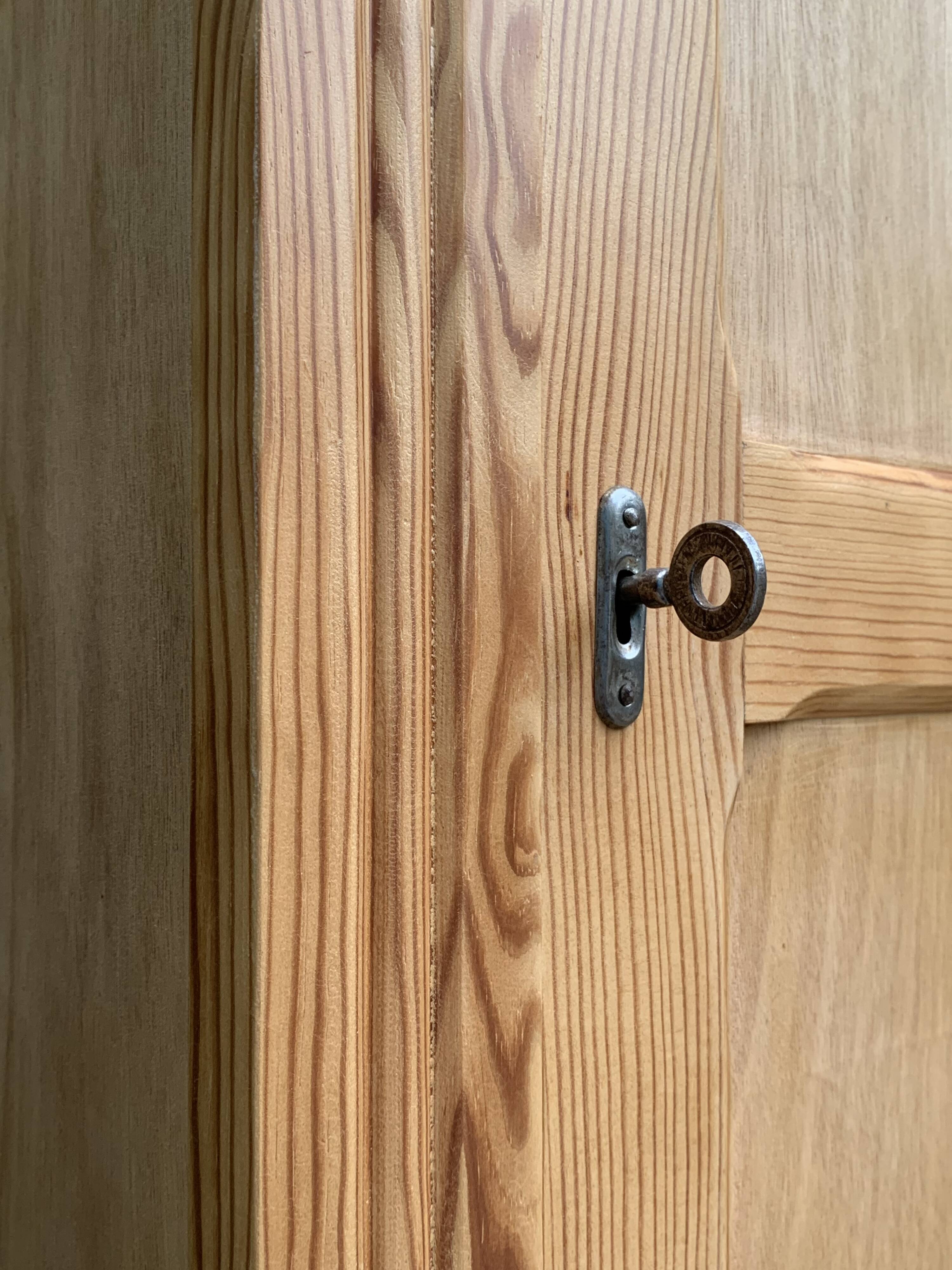 Parisian bonnet wardrobe, raw wood, 1950s