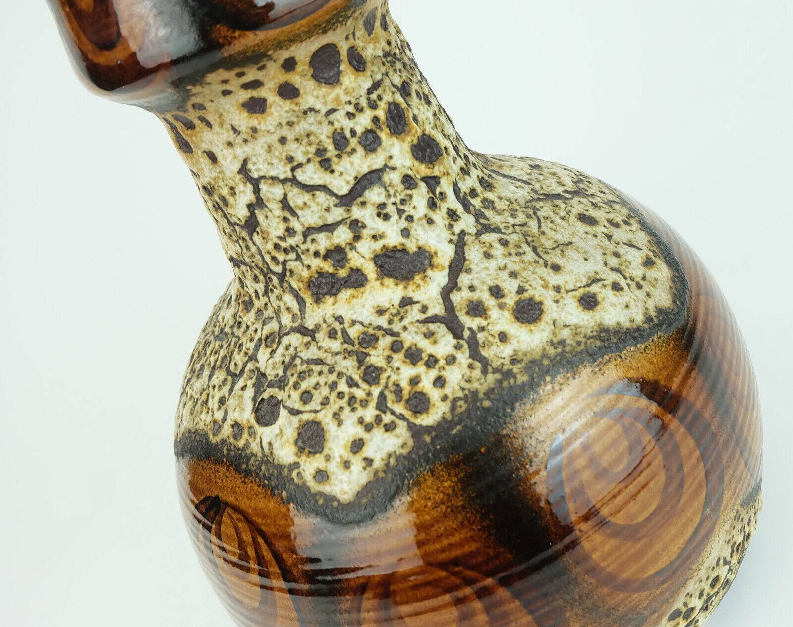 Mid century vase duemler & breiden wgp fat lava squiggle pattern shades of brown and beige 1960s