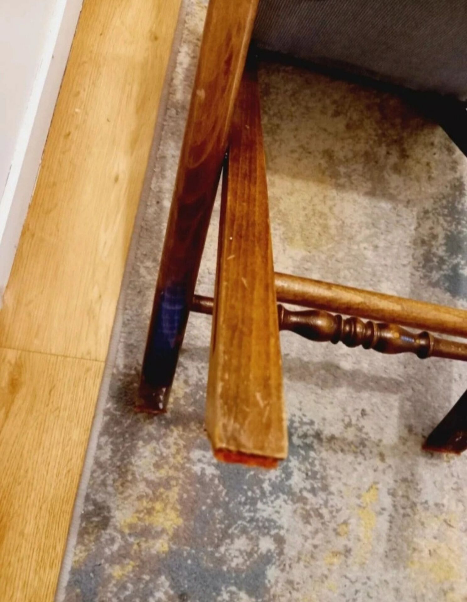 English folding chair - Vintage in wood and leather