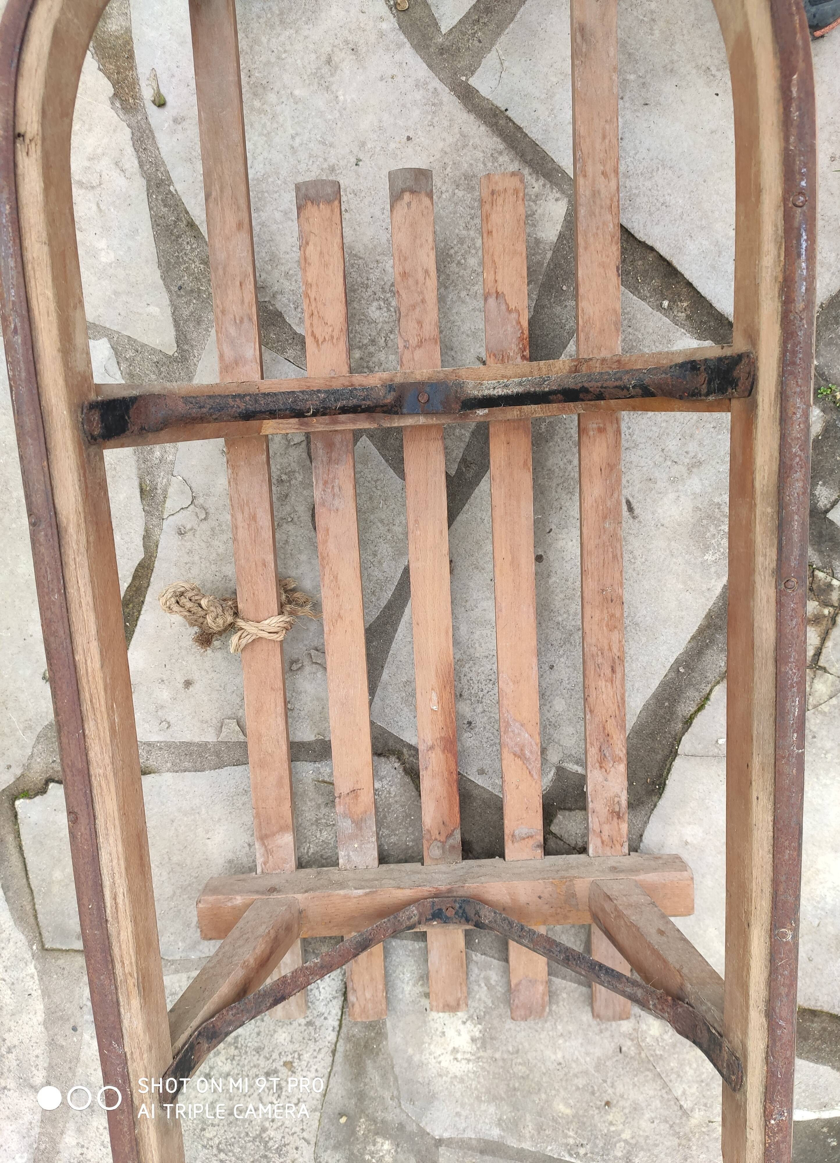 Old vintage wooden sled