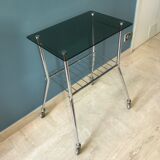 Vintage chrome and smoked glass wheeled dessert