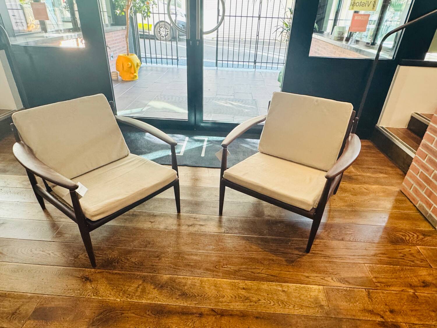 Pair of Danish armchairs in the style of Grete Jalk