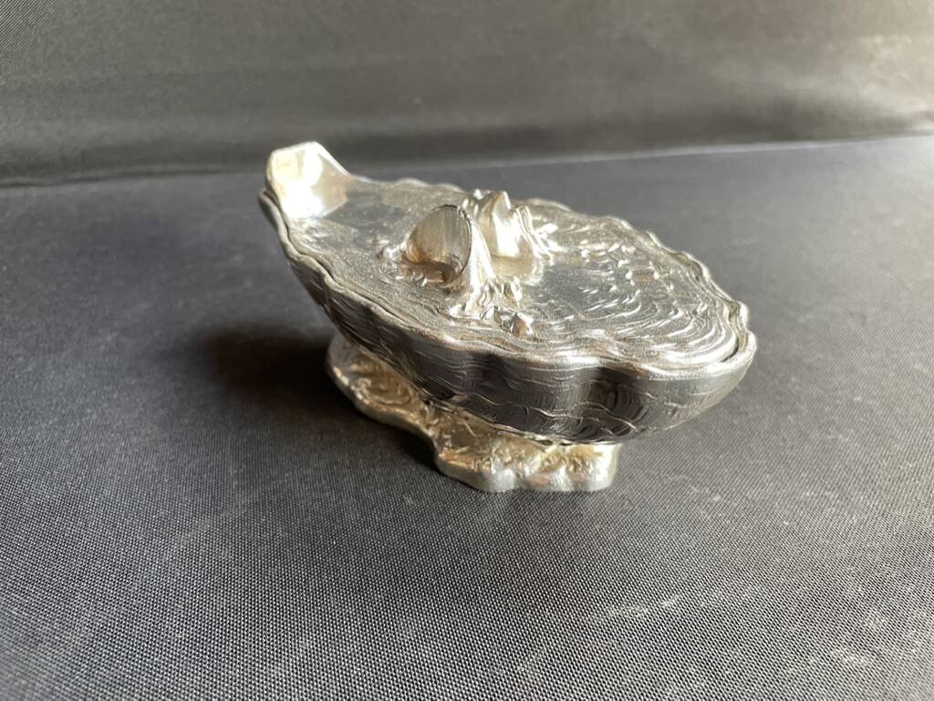 Gravy boat or oyster butter dish – Maurice Gouaillé – Silver plated metal & satin glass