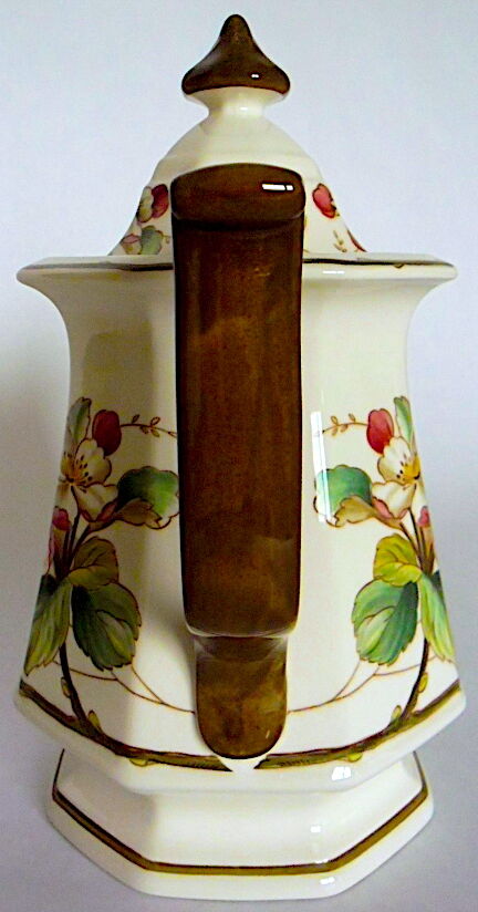 Coffee maker in earthenware decorated with hawthorn flowers, from the house Villeroy--Boch, model "Portobello"