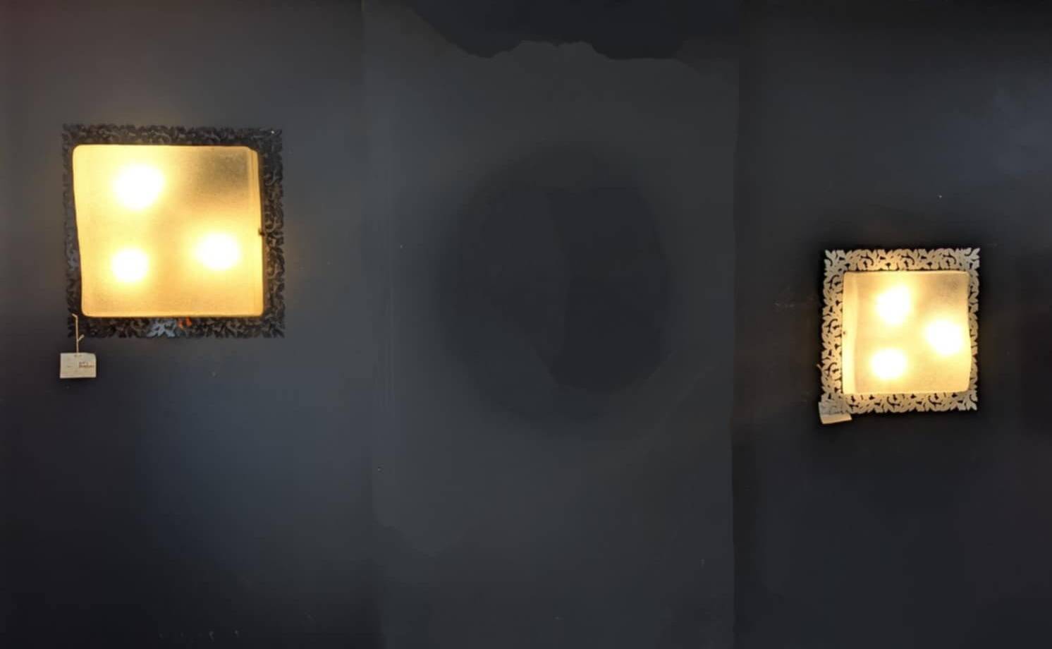 ARTELUCE square wall light in Murano glass and metal from the 70s/80s