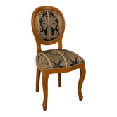 Napoleon III chair 1850–1870 – Solid wood & black and gold jacquard fabric