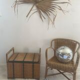 Vintage rattan bench chest