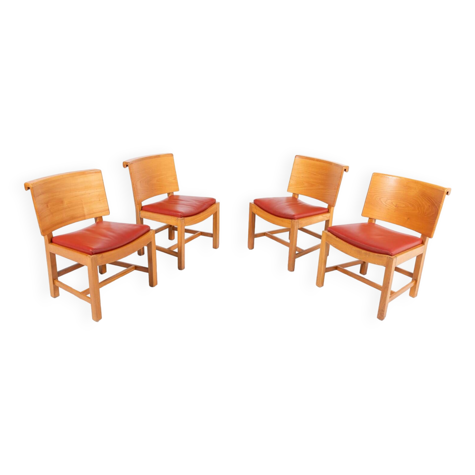 Set of 4 Vintage Architectural Danish chairs