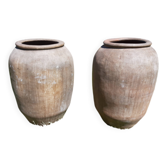 Paire de jarres à huile d' olive (ou "tinajas"), Espagne, 19ème siècle
