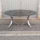 Table ovale vintage chrome et verre fumé