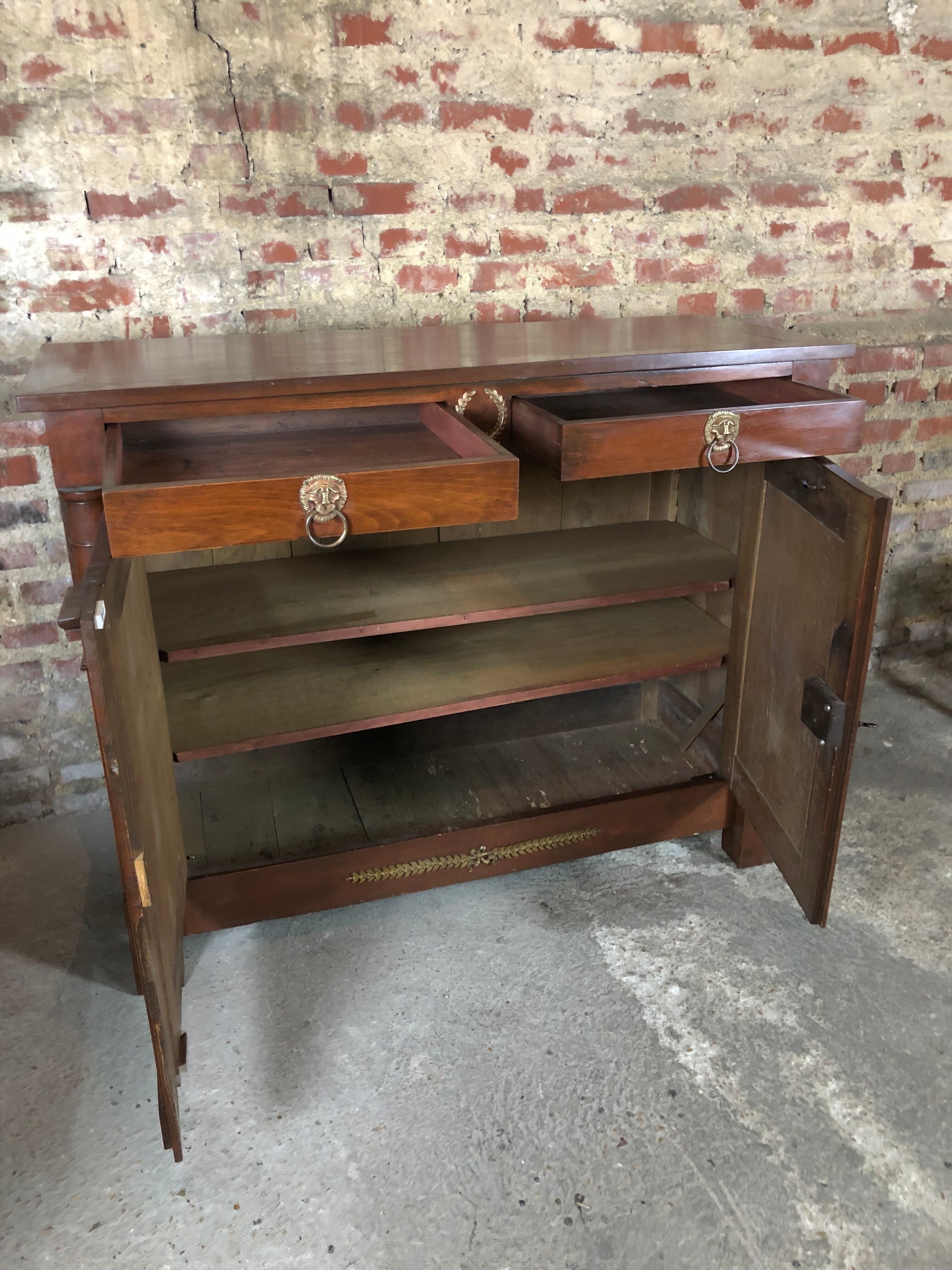 Empire style buffet in mahogany stained mahogany
