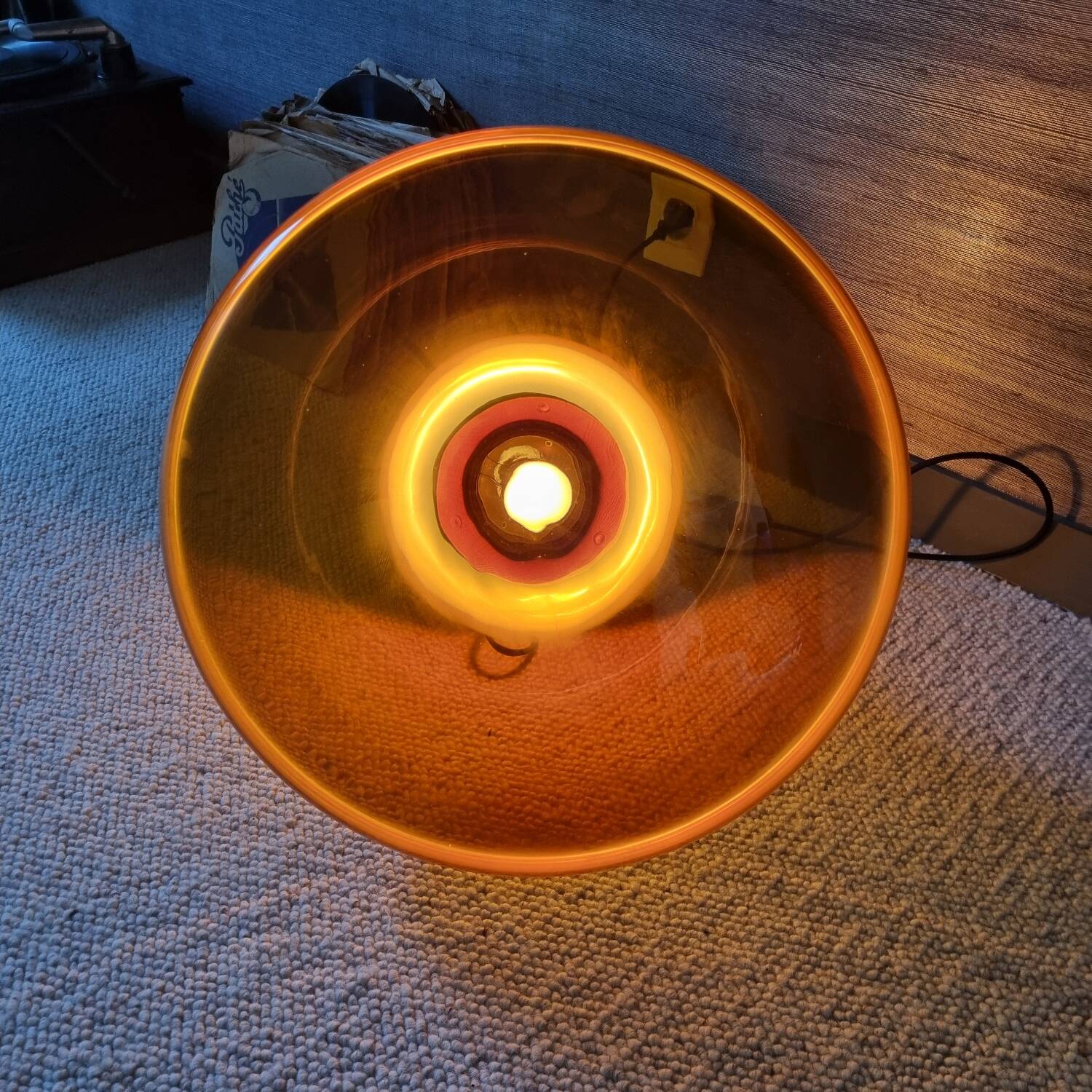 Brokis Muffins Design Lamp, large model 60cm, amber glass, solid wood