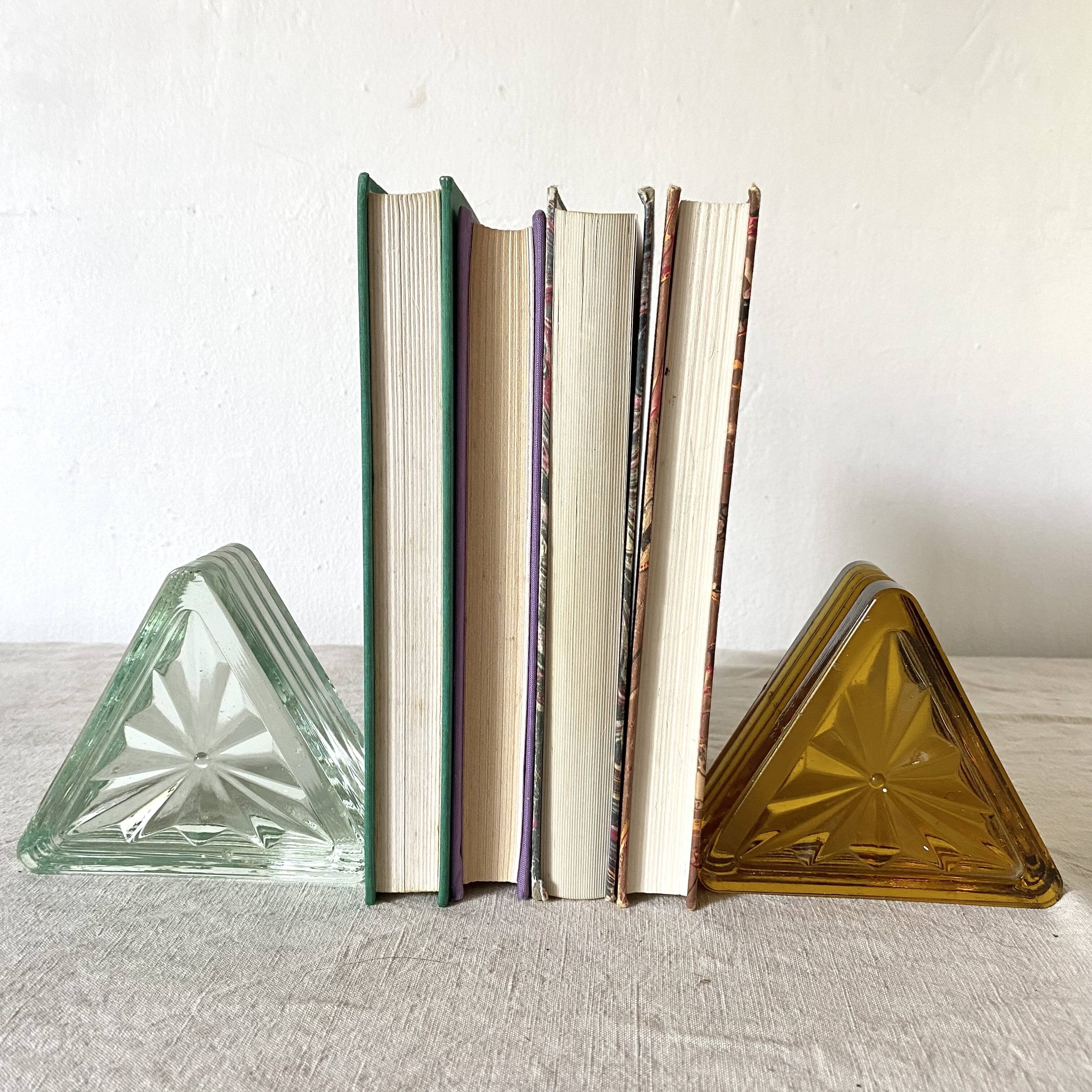 Pair of art deco glass bookends