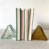 Pair of art deco glass bookends