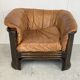 Vintage wicker and leather sofa set 1960s