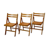 Set of 3 folding beech chairs