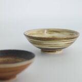 2 bols de collection scandinaves en grès émaillé marron par G. Borg