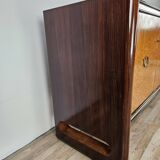 Art Decò Sideboard in Mahogany and Maple with Black Glass and Brass Finishi