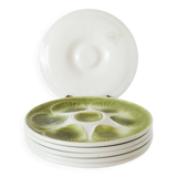 Set of 5 Moulins des Loups oyster plates, Green, 1960