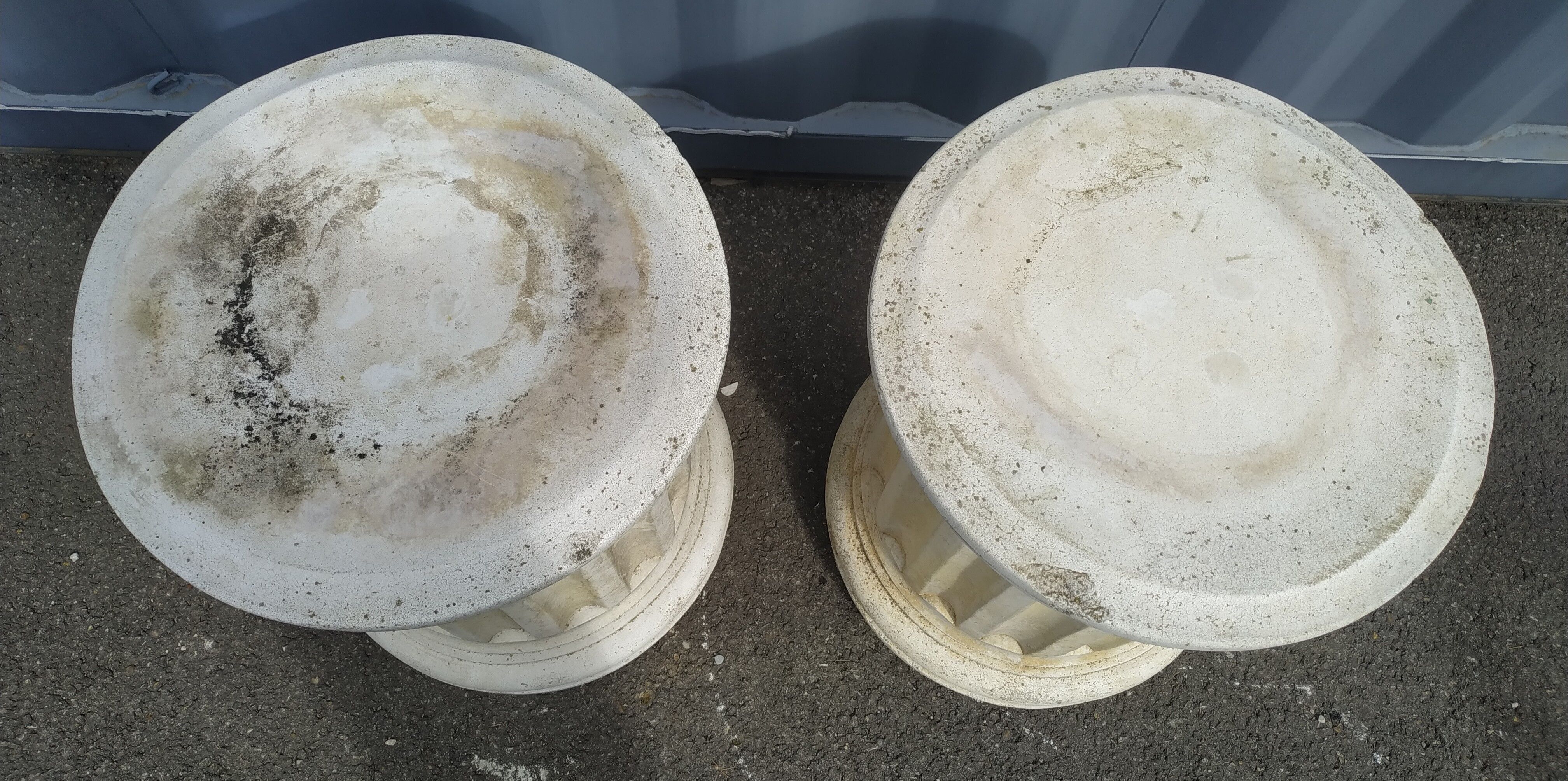 Pair of low Columns of Greco-Roman style concrete garden