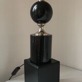 Philippe Barbier, Beautiful lamp to lay in black marble and chrome metal